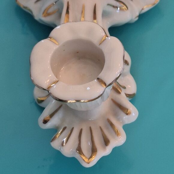 Vintage Dresden Double Candelabra Roses Candlestick Holder Capodimonte Style - Picture 6 of 14